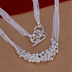 JewelryTop Fine 925 Sterling Silver Charm Necklace Fashion Jewelry Beads for Woman High Quality Chain Women Lady