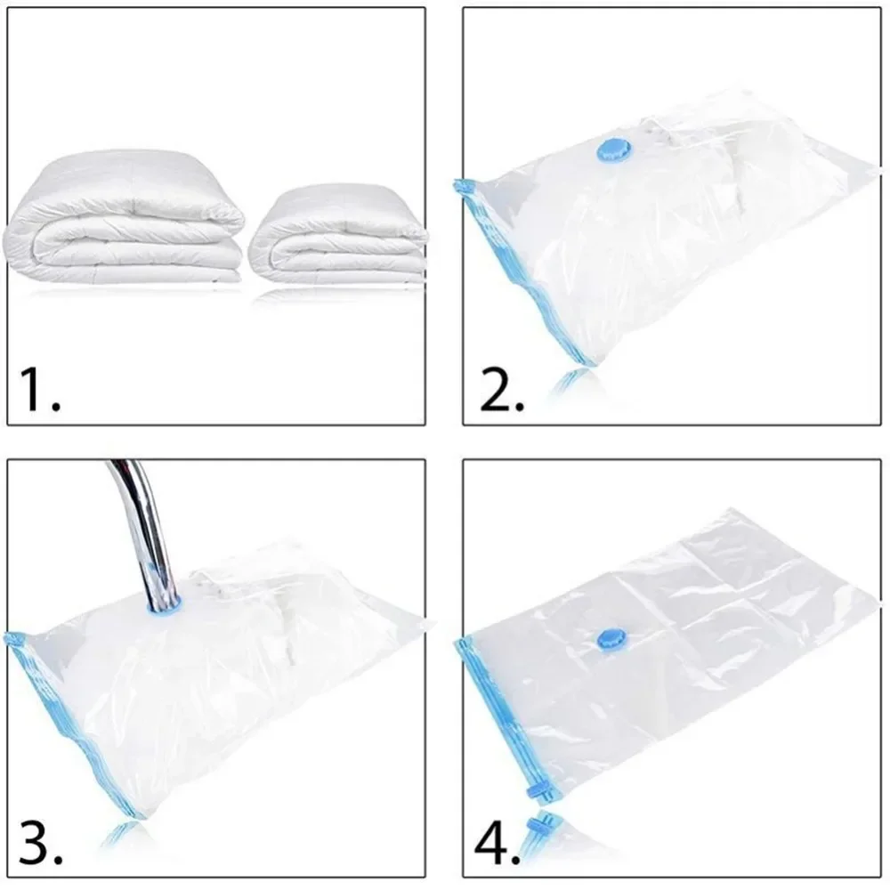 Vacuum Storage Bags With Valve Transparent Folding Compressed Space Storage Bag Travel Seal Packet Organizers For Towel Cloth