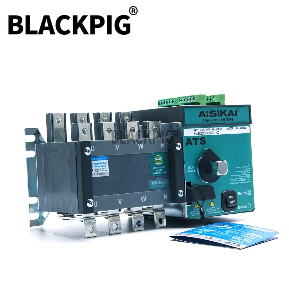 2026 Aisikai ATS 250A 300A 4P Genset Dual Power Automatic Transfer Switch AC220V Control Voltage For Diesel Generator Parts