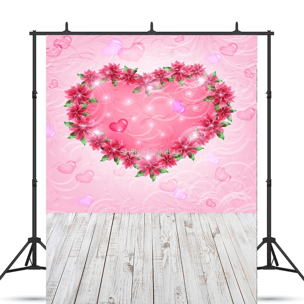 Rosebud Wedding Valentine's Day Photography Backdrops Props Beautiful Valentine's Day Heart Photographic Background LGH-08