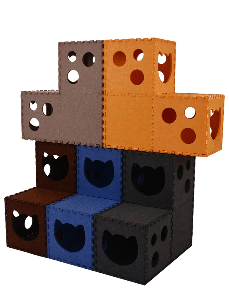 

15 Color Cat Nests Tunnel Double Layer Wool Felt Luxury Villa For Pet Cat Dog Pussycat Safe House Casual Comfortable Interactive