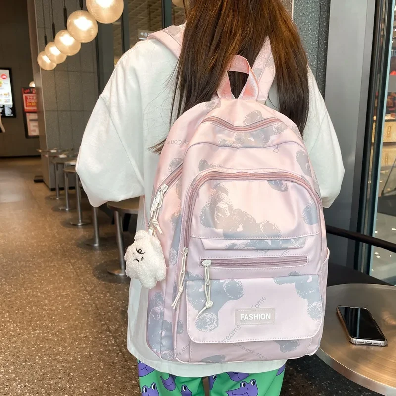 Mochila escolar estampada para estudiantes, bolsa de viaje de gran capacidad, bolsa de ordenador para estudiantes de secundaria japonesa Simple