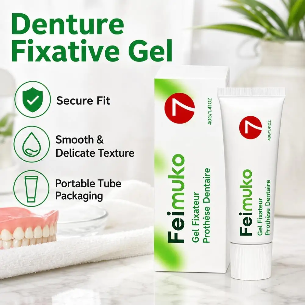 Natural Comfort Fit Fixative Denture Adhesive Cream 40g Feimuko Gel Fixateur Dental Prosthesis Professional Dental Repair Tools