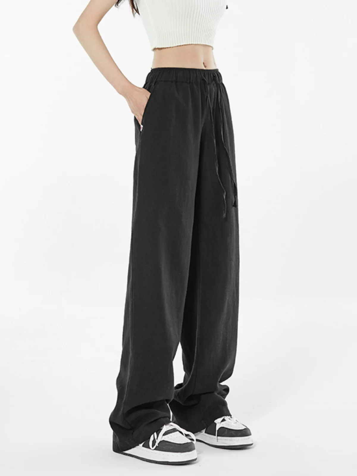 

Мужские летние повседневные свободные брюки с широкими штанинами, тонкие, дышащие, из льна и хлопка, больших размеров, модные, прямого кроя