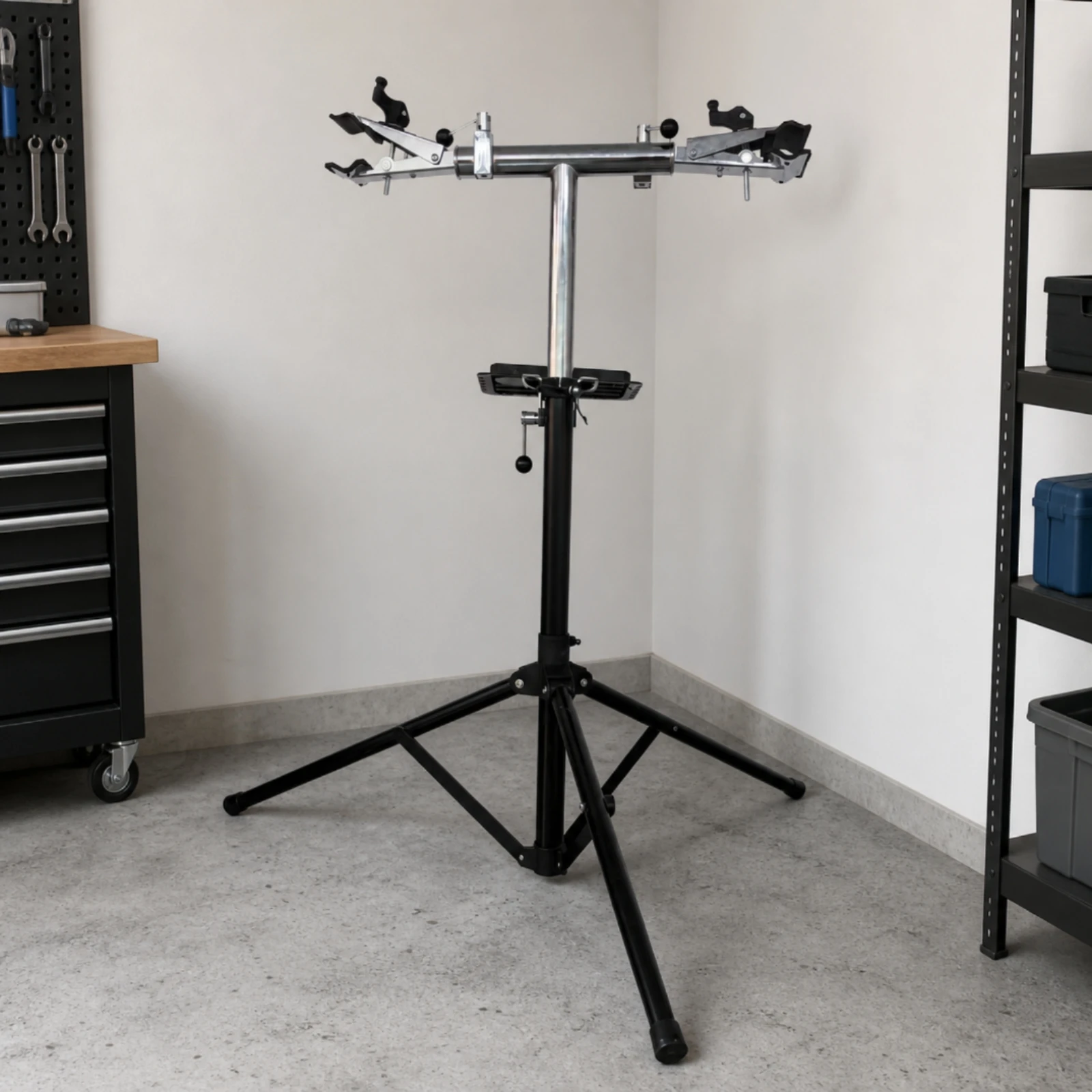 Bike Repair Stand with Tool Tray Portable Freestanding Bike Repair Repair Rack Home Mechanics, Indoor Use