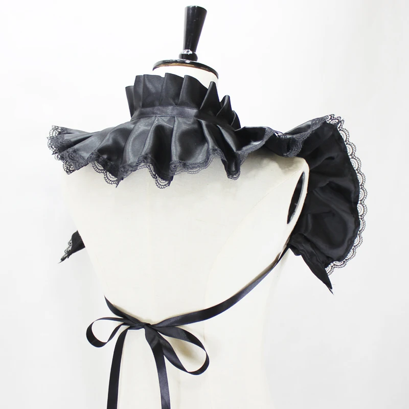Ренессанс атласная шея с рюшами воротник готический искусственный воротник плиссированные рукава шаль сценические костюмы косплей викторианский воротник Ruff
