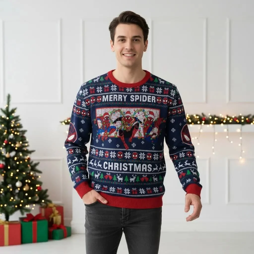 2026 جديد الأزرق الرجل العنكبوت الغزلان القبيح عيد الميلاد سترة الأسرة لم شمل الوالدين الطفل هدية رياضية ديزني عادية الجولة الرقبة هوديي #1
