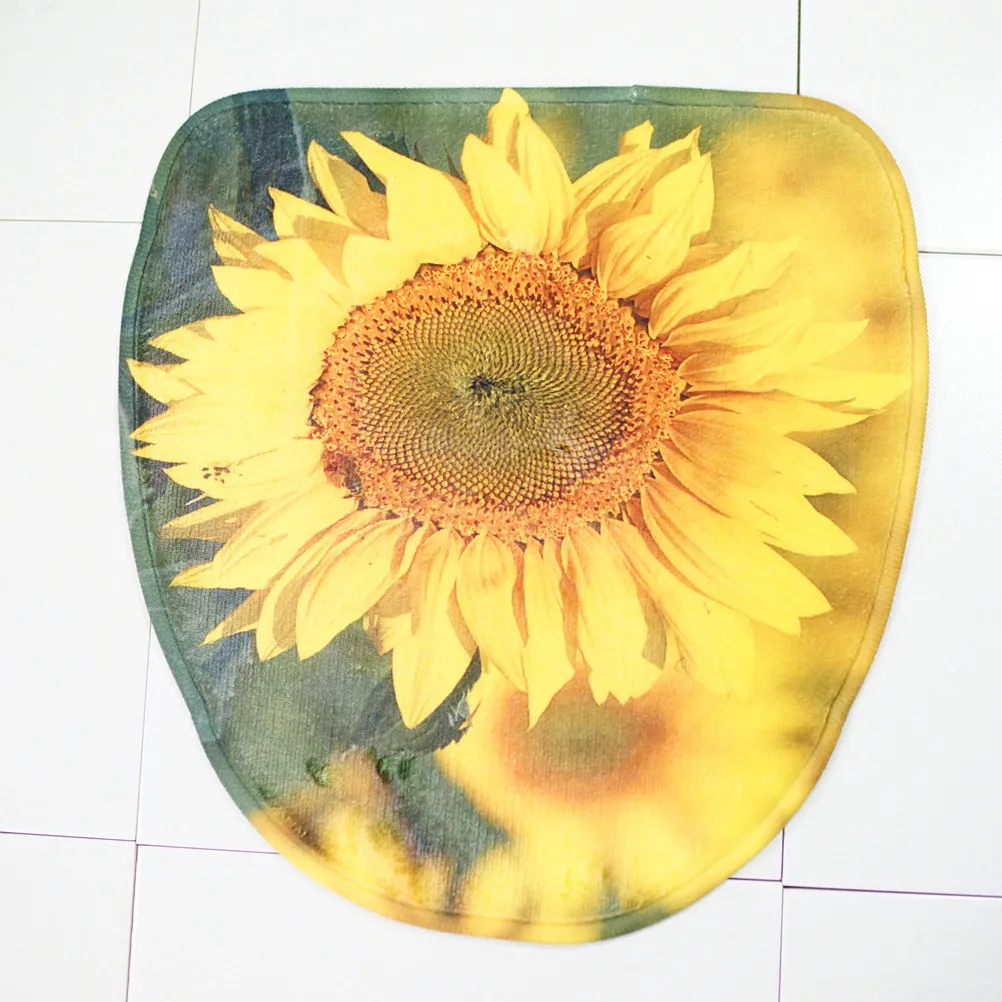 

Набор из 3 ковриков для ванной с принтом подсолнухов, нескользящие, впитывающие, устойчивые к пятнам, для декора пола в ванной и душевой