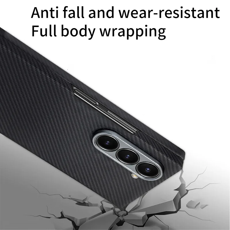 高品質リアルアラミドケブラー炭素繊維ビジネスケース Samsung Z Fold 7 6 5用 磁気ワイヤレス充電対応保護カバー