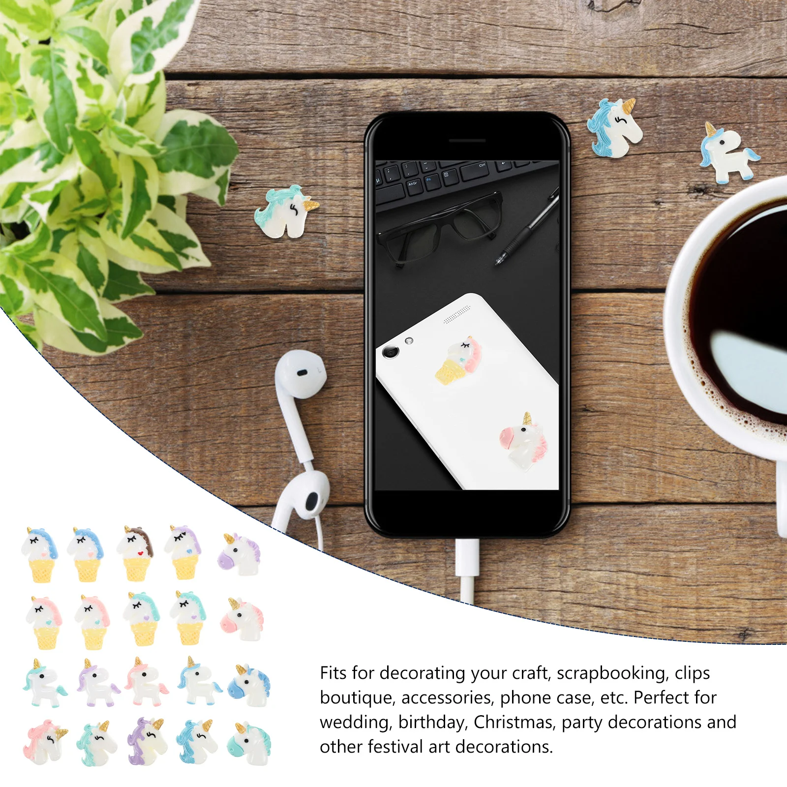 

20Pcs Lovely Resin Unicorn Charms DIY Flatback Craft Accessories for Wedding Birthday Party Decor Unicorn Charm