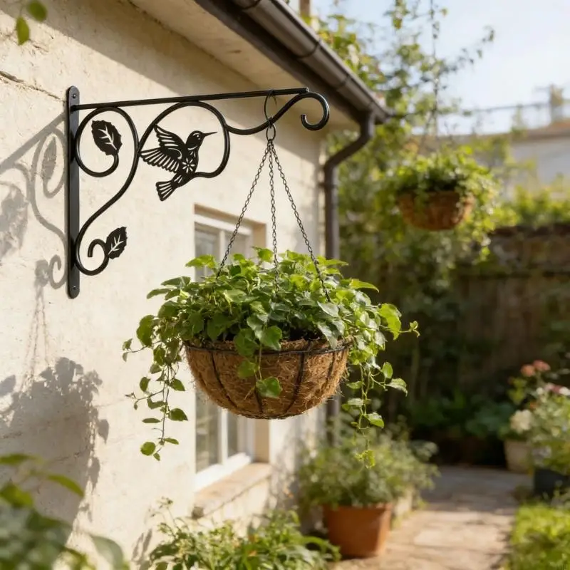 2Pcs Decorative Outdoor Hanging Bracket With Hummingbird Pattern For Hanging Pot 55KF