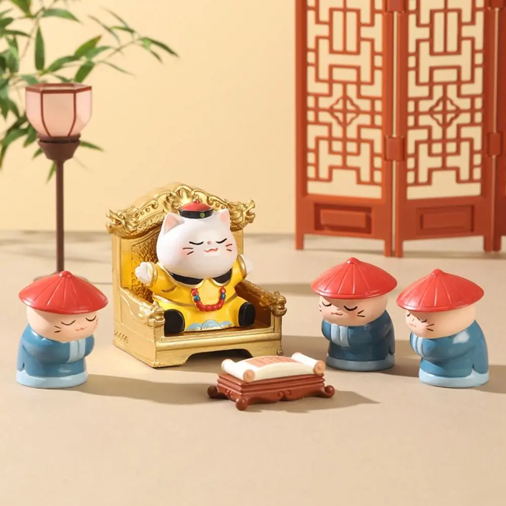 Imperador gato supremo gato ornamento em miniatura riqueza artesanato mini resina dos desenhos animados engraçado gato ornamentos decoração de casa de bonecas