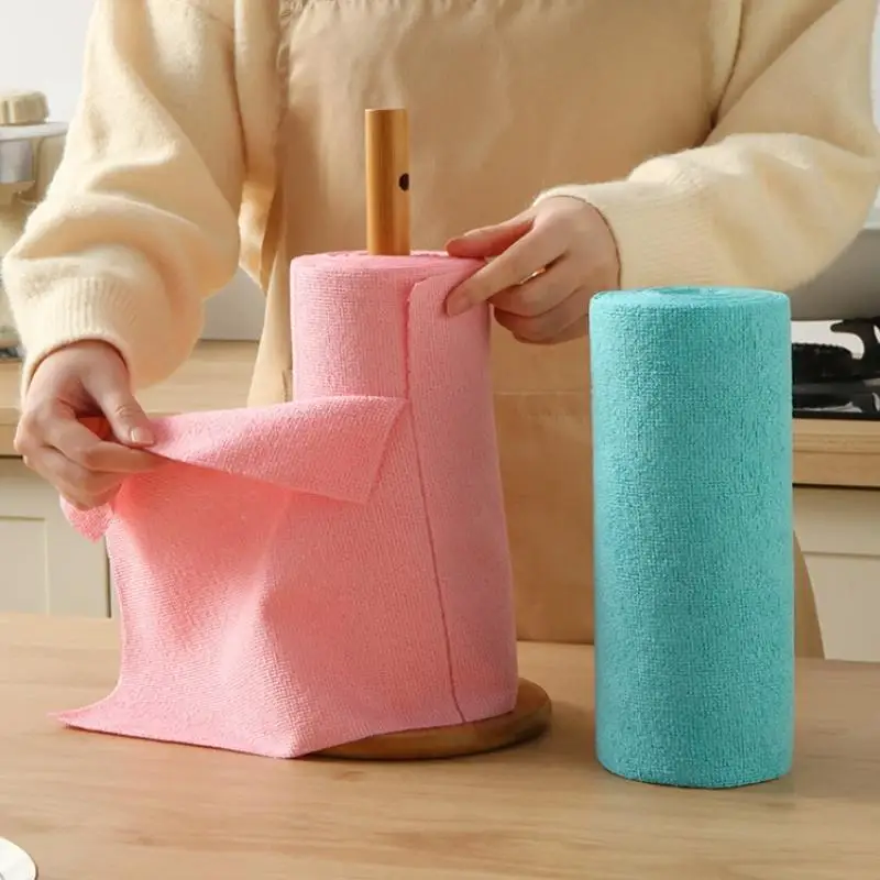 [THG] 1 Roll/20Pcs Microfiber Cleaning Cloth Reusable Lint Free Towel For Kitchen Super Absorbent Quick Dry Kitchen Towel