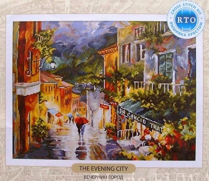 Cross stitch Kit 14CT Canvas Cross Stitch Embroidery Set Craft -25-RTO_M431_A Walk in the Rain51-41 Cross Stitch Set