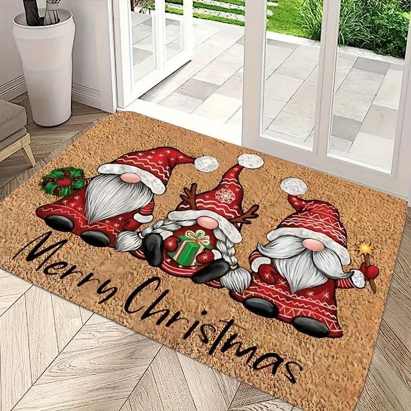 Candy Cane Doormat Black Winter Snowflake Area Rugs Living Room Xmas Holiday Decor Kitchen Porch Entrance Floor Mat