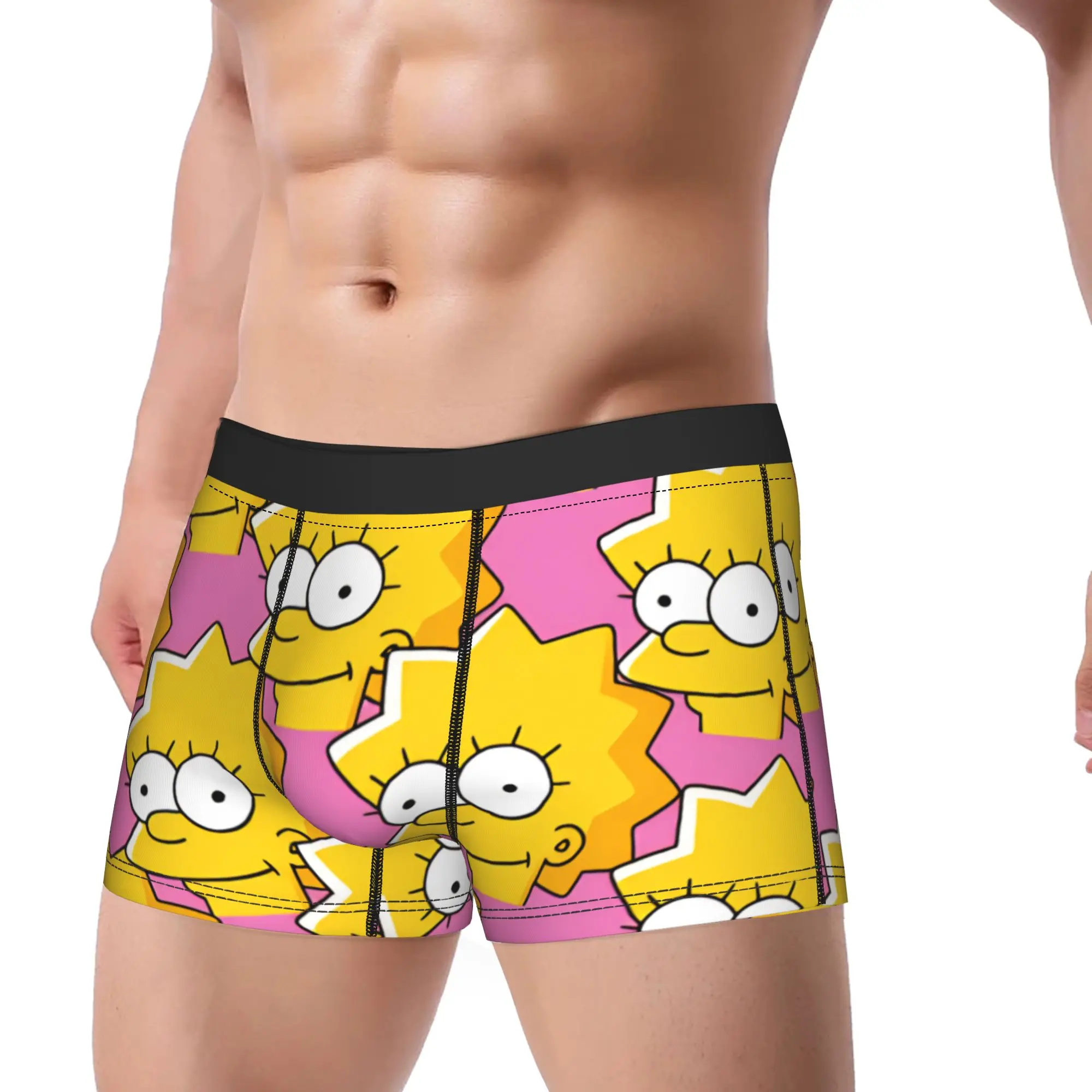 S-Simpsons Lisa Yellow Star Pattern Underwear Printing Trunk Quality Man Underpants Comfortable Shorts Briefs Birthday Present