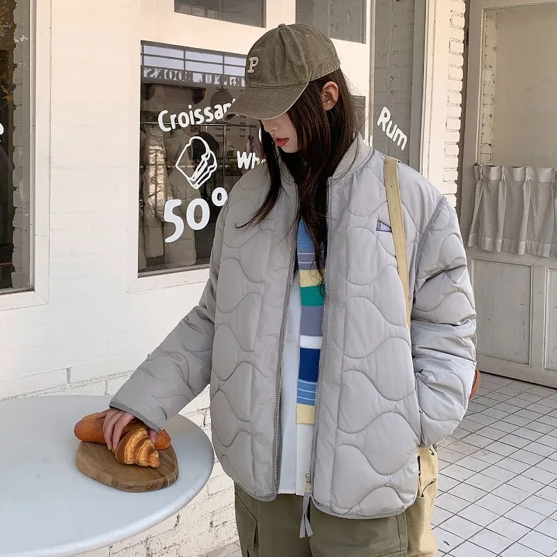 New Womens Rhombus Cotton-padded Clothing Autumn Winter Warm Padded Jacket Female Student Cotton Jacket Loose Down Cotton Jacket