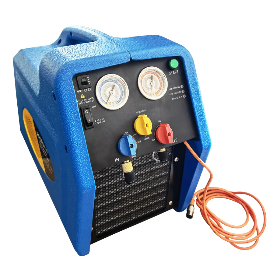 Automatic A/C refrigerant recovery machine 1HP Twin Cylinder System Gas recycling unit with 80% Overcharge protection