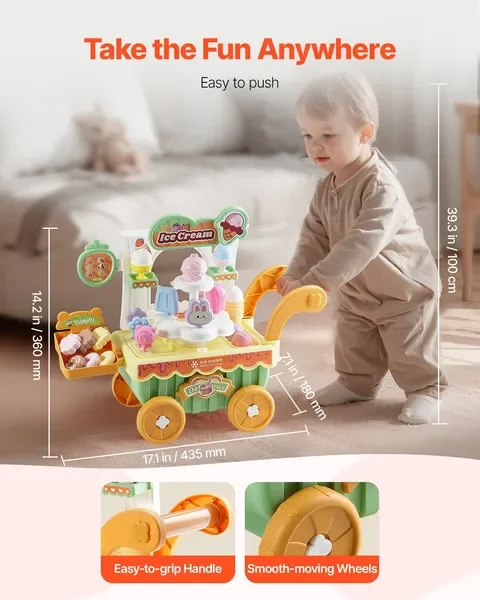 Carrello dei gelati per bambini Fai finta di giocare al negozio di gelati per bambini dai 3 anni in su