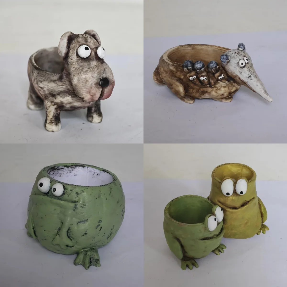 Playful Resin Frog Expression Flowerpot Cute Decorative Frog Succulent Flower Pot Funny Plant Container Garden Plants Ornament