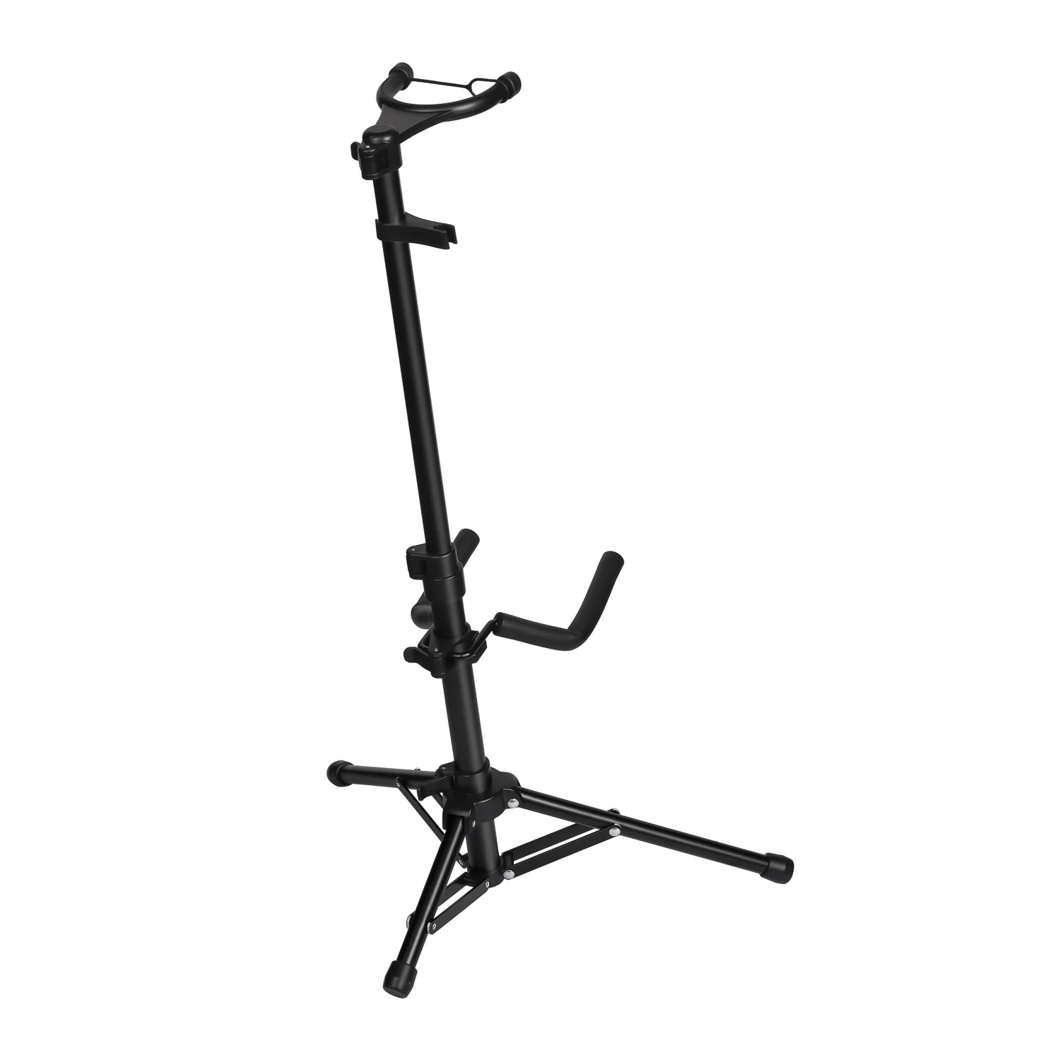 Aluminum Alloy Foldable Violin Floor Stand Adjustable Ukulele Stand with Bow Holder, Head Protection Lock