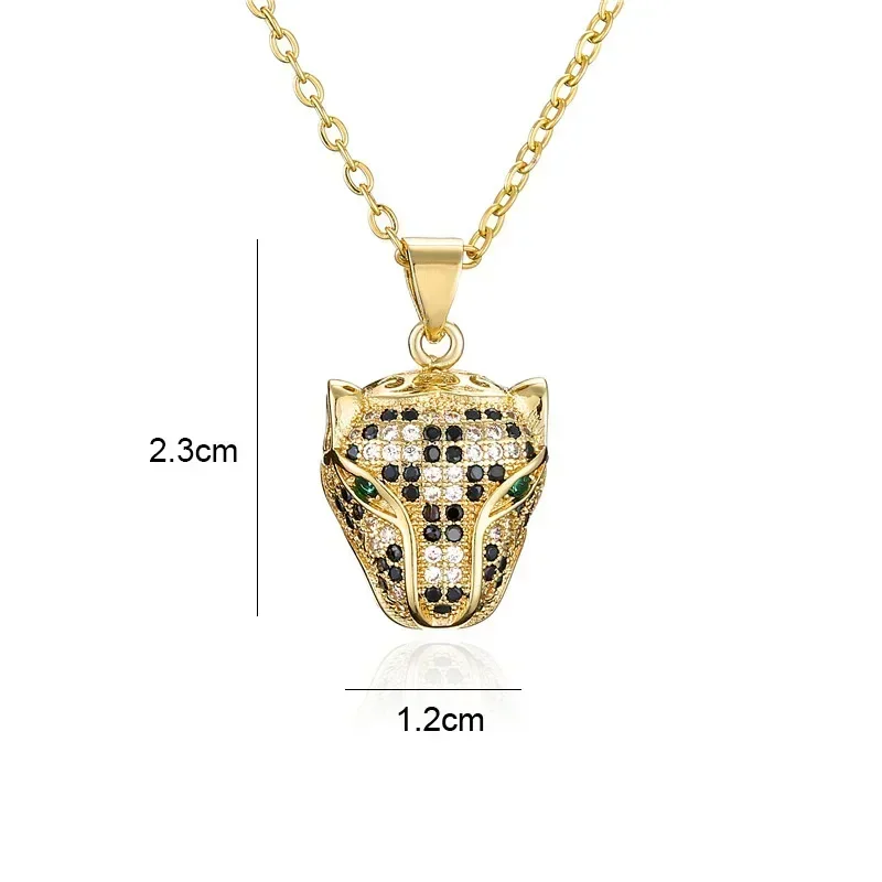 New Copper Micro-set Zircon Delicate Leopard Head Pendant Necklace Real Gold Plating Crystals from Austrian Jewelry