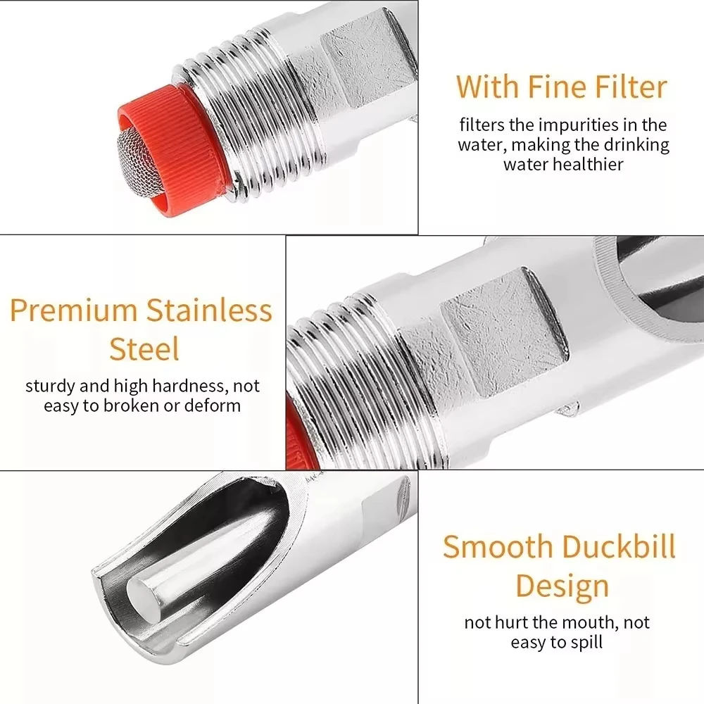 10pcs Automatic Pig Nipple Drinker Feeder Stainless Steel Piglets Cattle Waterer Drinking Red Duckbilled Poultry Wate System