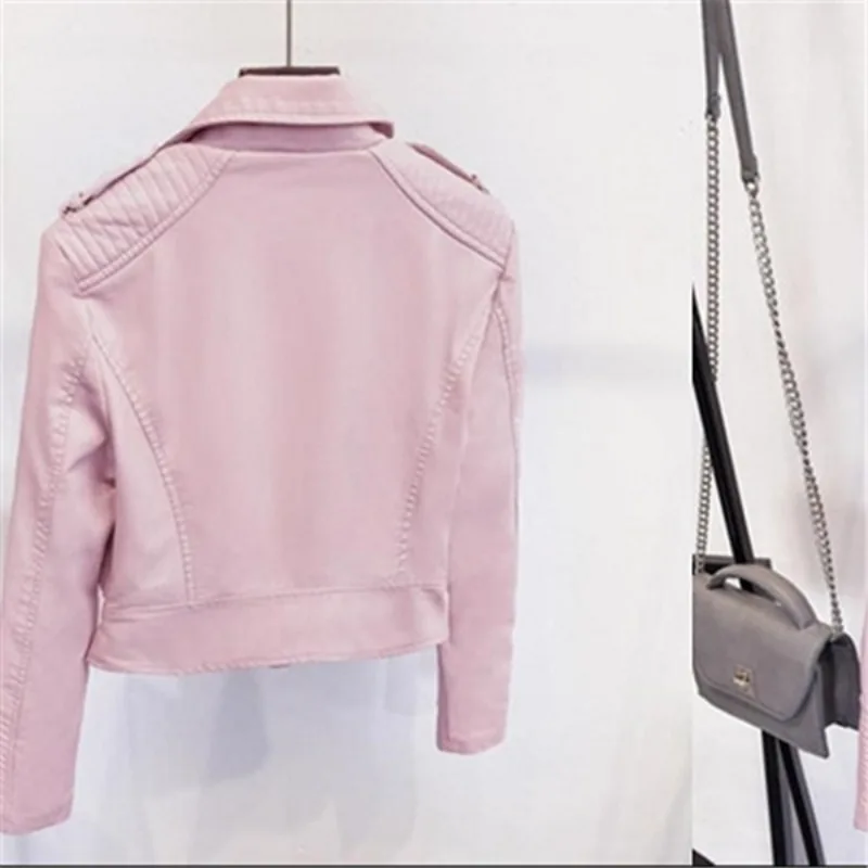 Female Spring Autumn Tops Coat Leather Coat Large Sweet Simple Leisure Brand Design Fashion Senior Soft Minority Versatile Thin