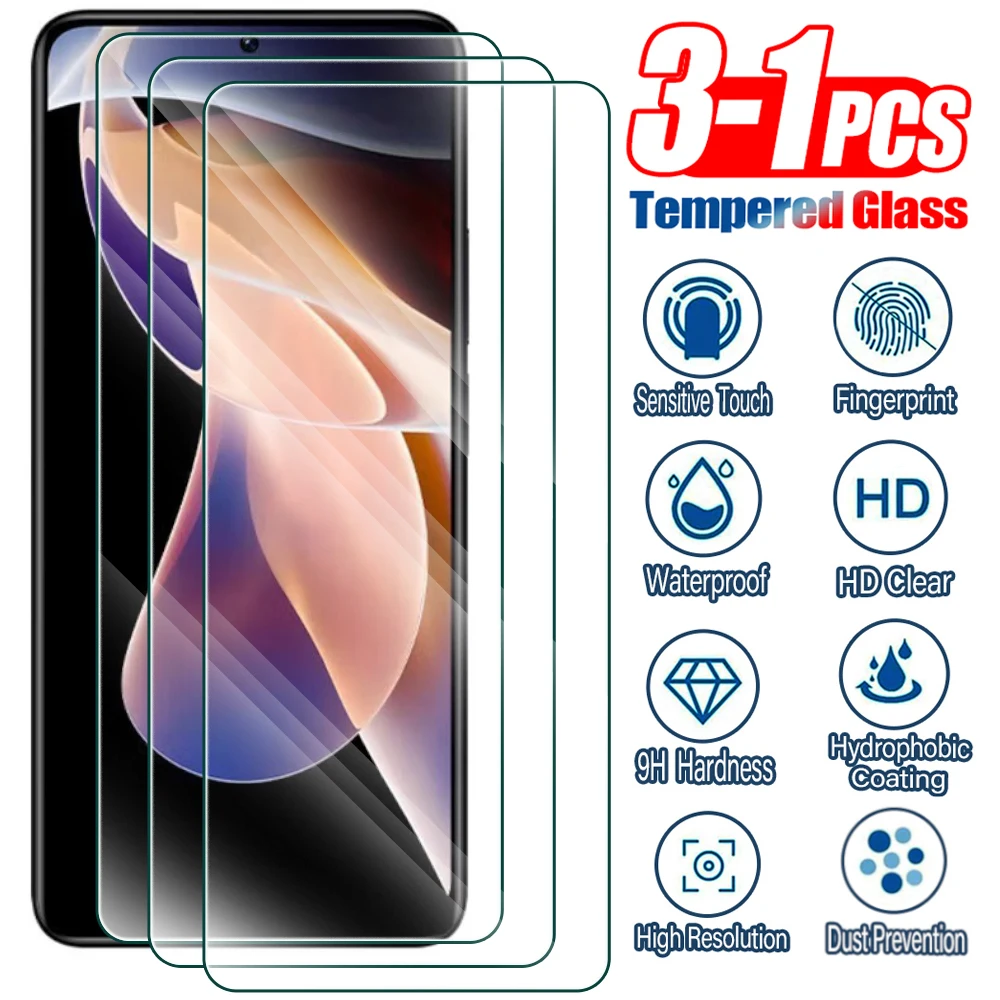 3-1Pcs Tempered Glass Film for Redmi Note 13 12 11 4G 5G 11T 11s 11E Pro 12s 13R 12 Turbo Screen Protective Glass