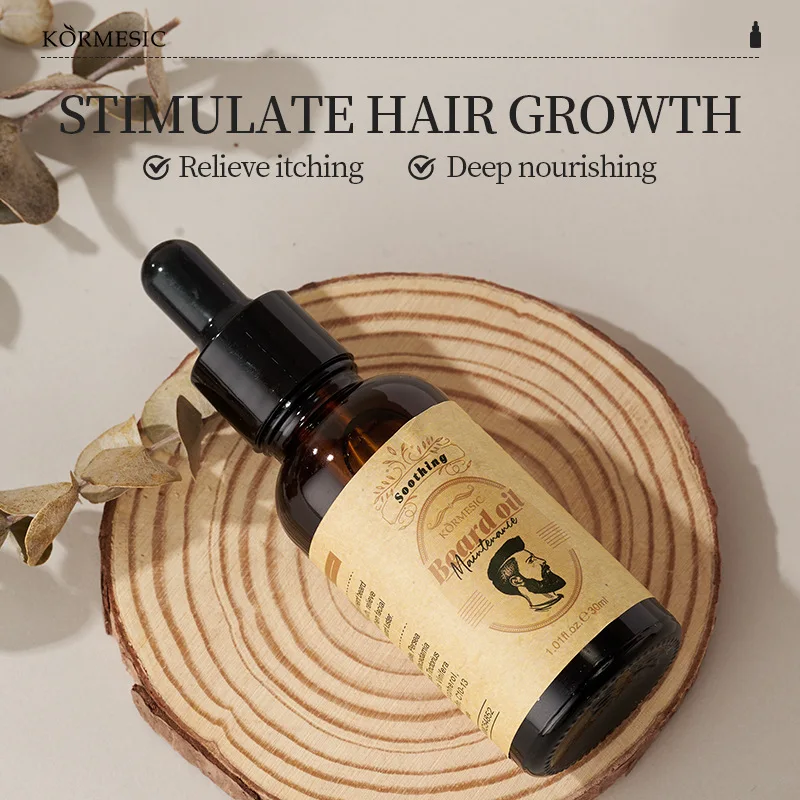 KORMESIC Natural Beard Oil for Men Vanilla Scent Hydrates Repairs Beard Roots Growth Fuller Thicker Styling Care