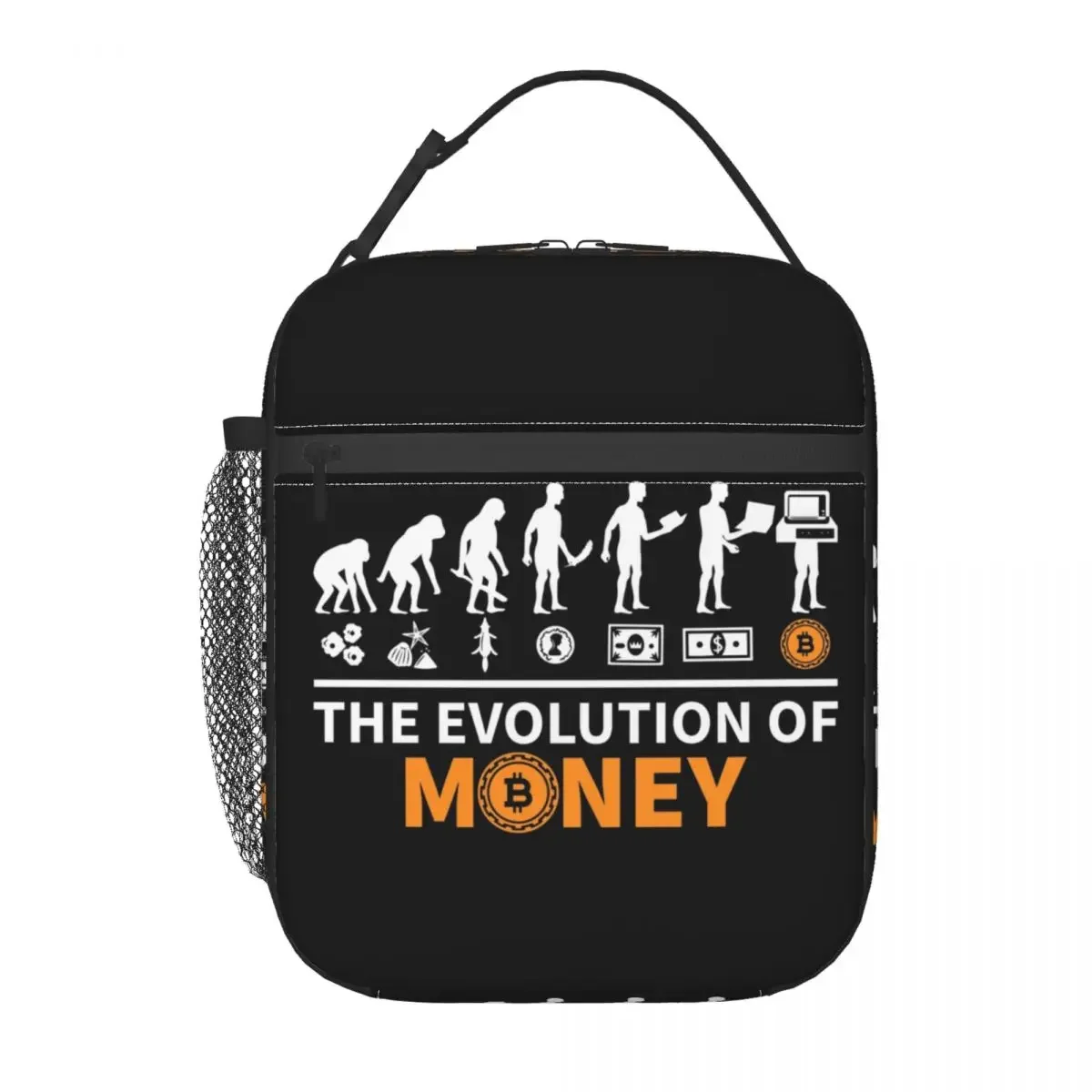 The Evolution Of Money Bitcoin Thermal Insulated Lunch Bag Crypto Coin Cryptocurrency Resuable Lunch Tote Storage Food Box