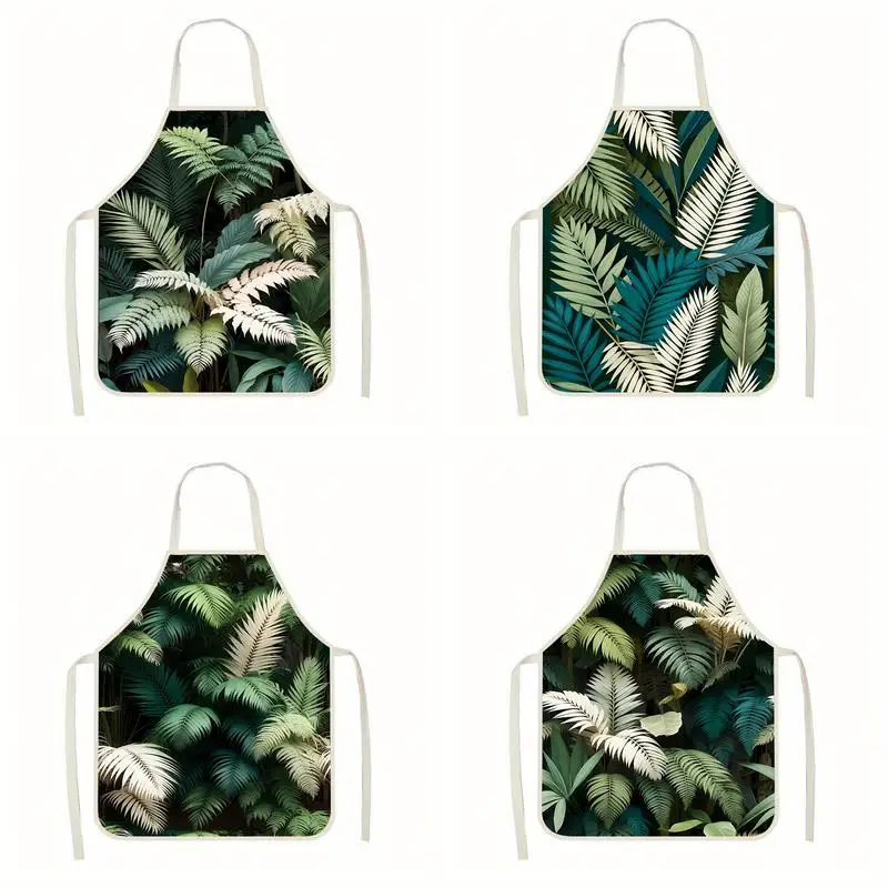

Tropical Leaf Pattern Apron Linen apron, suitable for kitchen cooking, parent-child interaction, painting and other scenarios