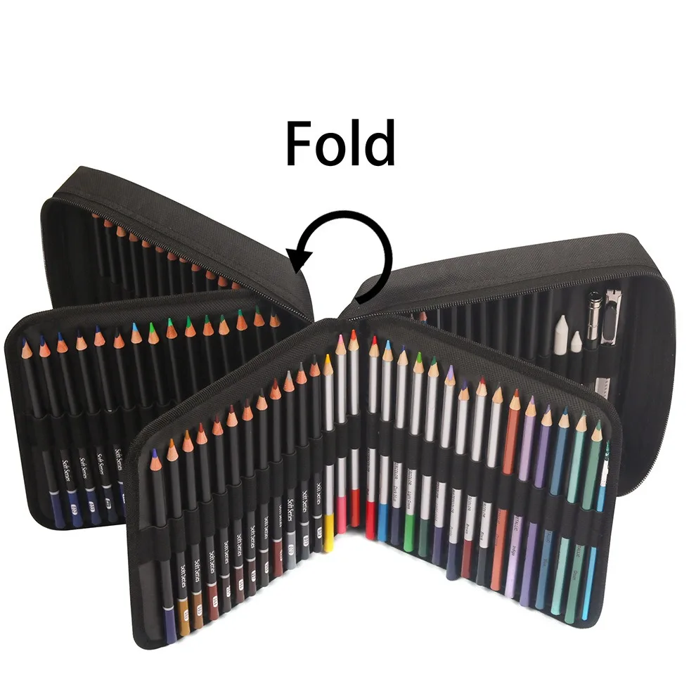 KALOUR 126pcs Art Sketch Pencil Set, Water Soluble Colored Pencils with Drawing PAD in Fold Zipper Case for Adults Artists Kids