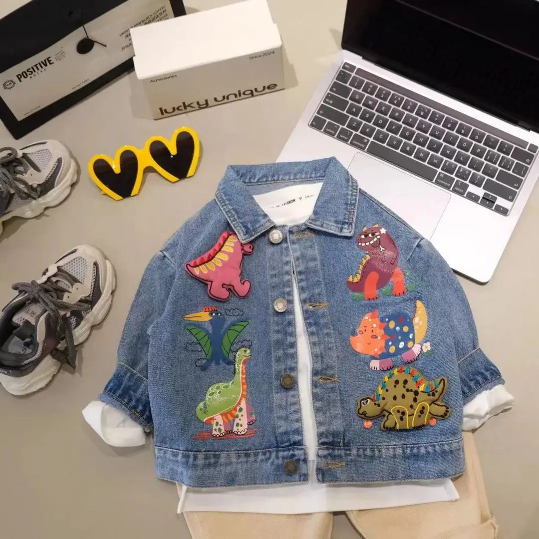

Джинсовые блузки для малышей, весенне-осенний наряд с длинными рукавами, одежда для малышей, модная джинсовая рубашка для маленьких девочек и мальчиков от 1 до 7 лет, куртка