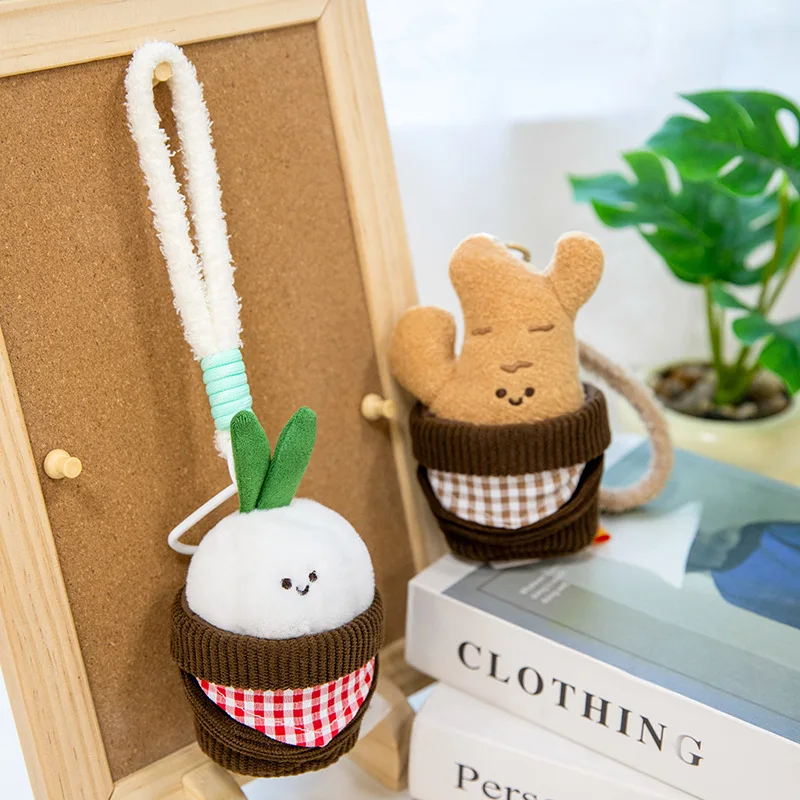 New 12cm Simulation Ginger Garlic Seasoning Plush Doll Toys Creative Bag Pendant Cute Soft Stuffed Doll Backpack Decor Keychian