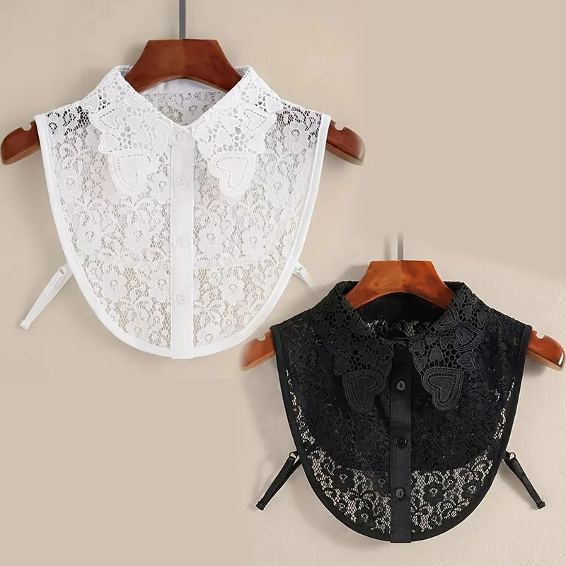 Women's Lace Fake Collar Detachable Collar, Women's Mickey Collar, with Floral Lace Trim Cleavage Cover Up for Low Neckline