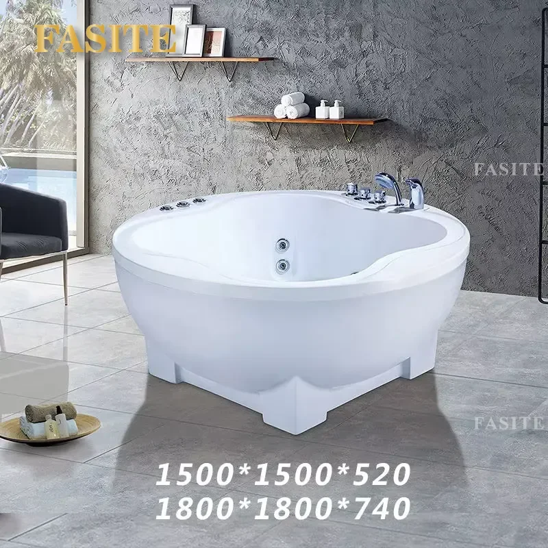 White Acrylic Round Freestanding Bathtub Modern Deep Soaking Tub for Bathroom Spa Style Hot Tub Home Decor