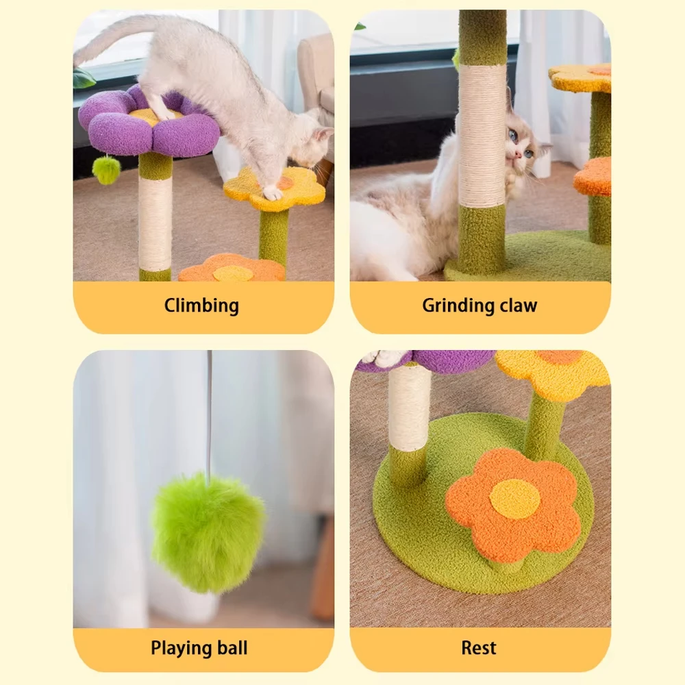 Cat Scratching Post Jumping Platform Tree Tower Tree Tower Climbing Frame Sisal Toy Cute Scratcher Jumping Platform