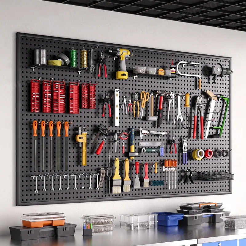 Tool Wall Hole Board Universal Storage Rack Wall Mounted Shelf Punching Board Hardware Stainless Steel Sorting Rack