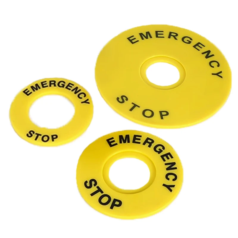 Emergency Stop Button Switch Alarm Ring 60MM Yellow Sign Button Box STOP Opening 22MM