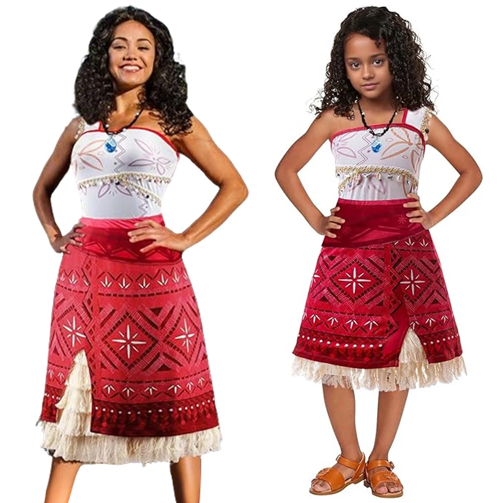 2025 Carnival Adult Costumes Children's Ocean Adventure Dress Outfit Bohemian Dress Up With Necklace Family Clothing