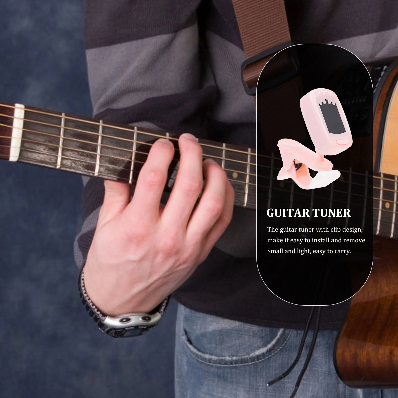 

1pc Guitar Tuner Clip Design Portable Durable Professional Instrument Tuning Tool For Bass Violin Ukulele Multiple Use Accessory