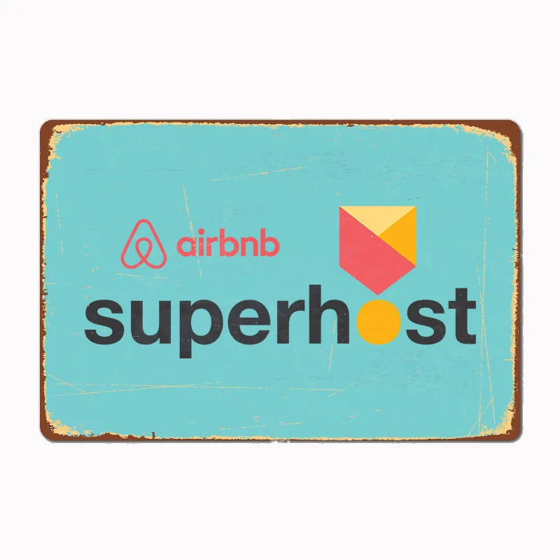 Airbnb Superhost logo Poster Football Player Retro Metal Sign Club Indoor Room Decor Custom Tin Home Wall Decor