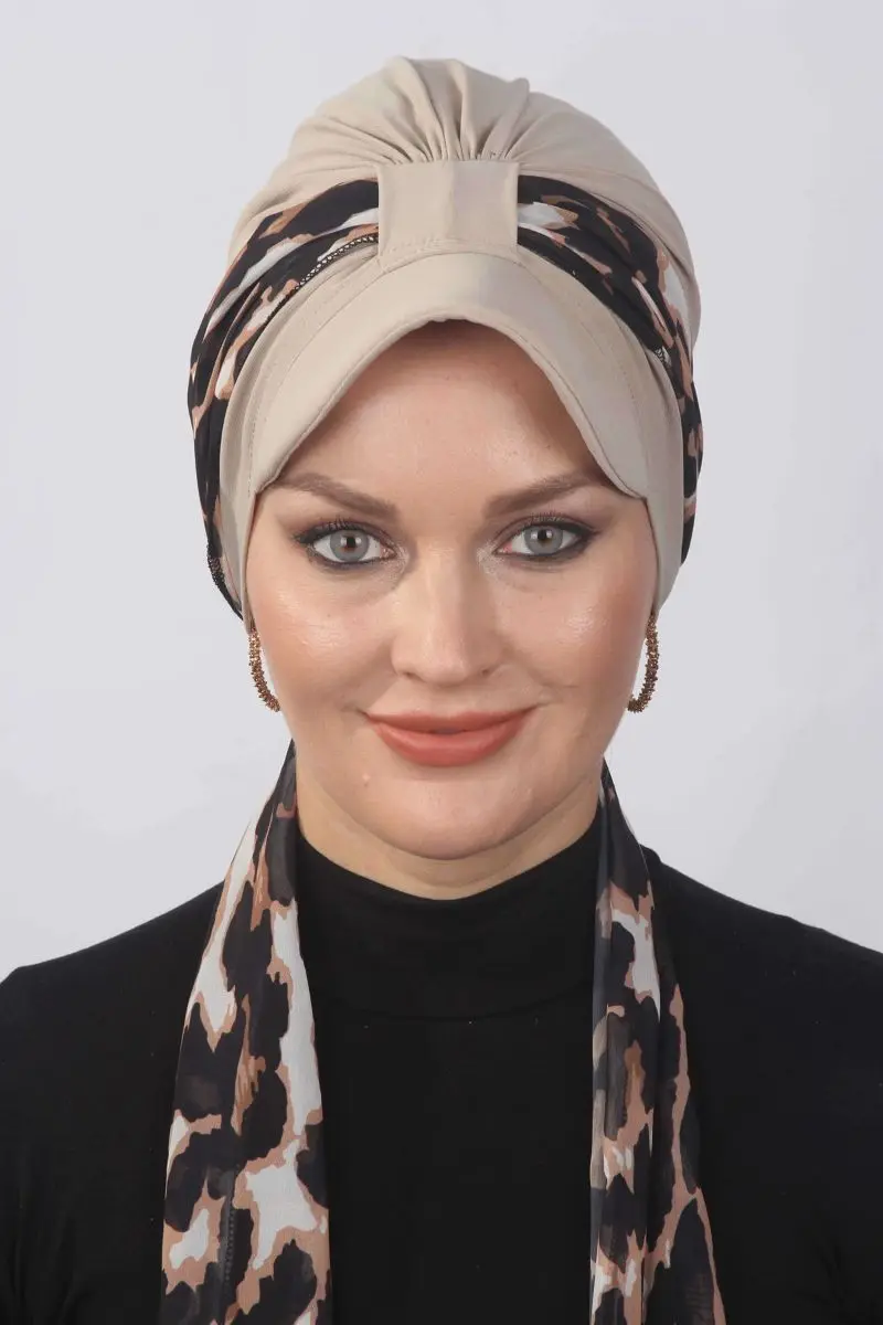 Cor da pedra do osso do chapéu do lenço do leopardo