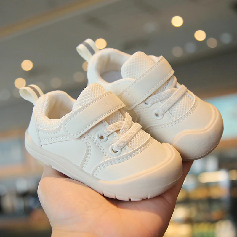 Chaussures décontractées simples pour bébés, chaussures pour tout-petits, anti-rika, blanc, bleu, enfants, garçons et filles, 0 à 3 ans