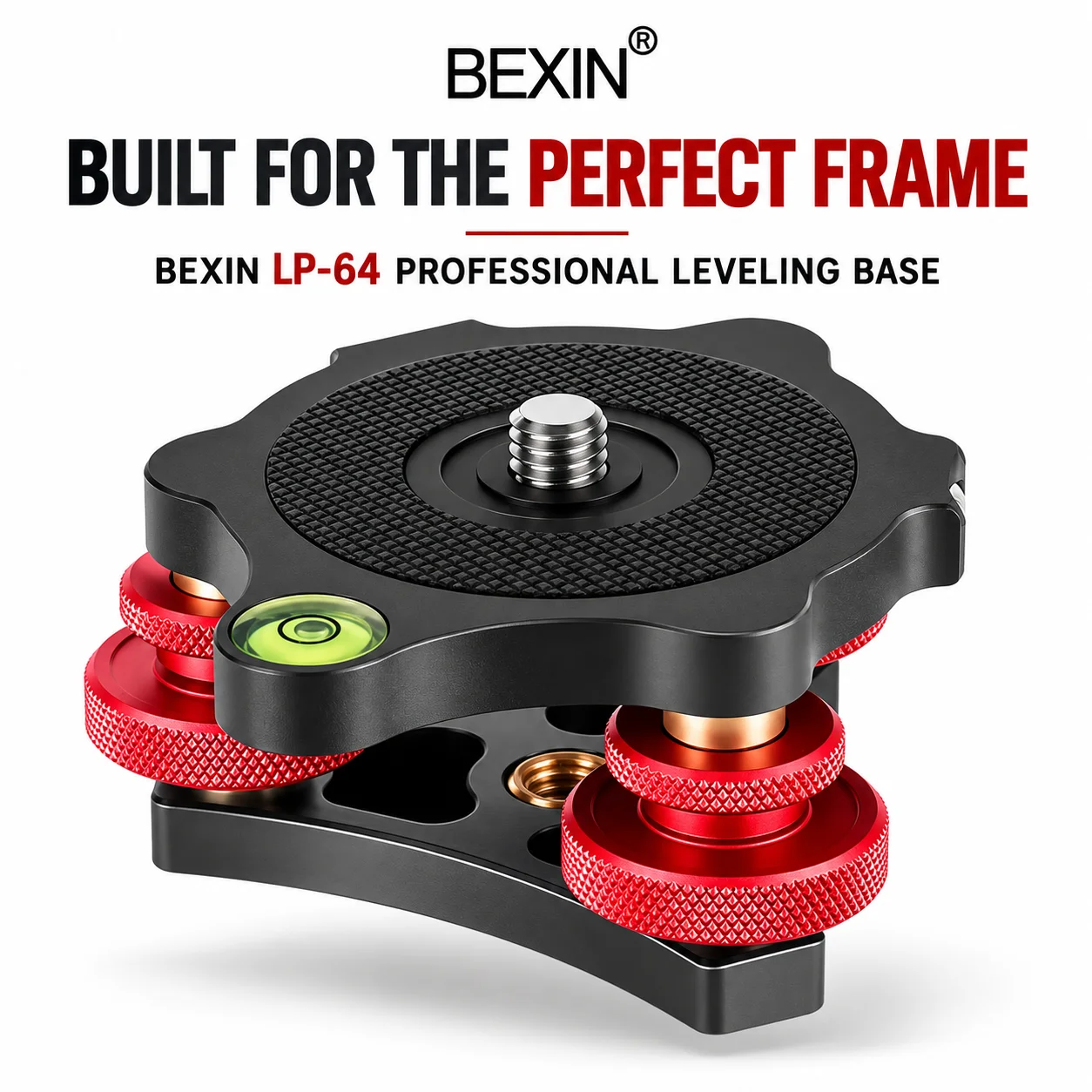 BEXIN Speedy Leveler Tri-Wheel Leveling Base with Bubble Level 3 Dials 3/8 Inch Screw for DSLR Camera Tripod Photography Tripod