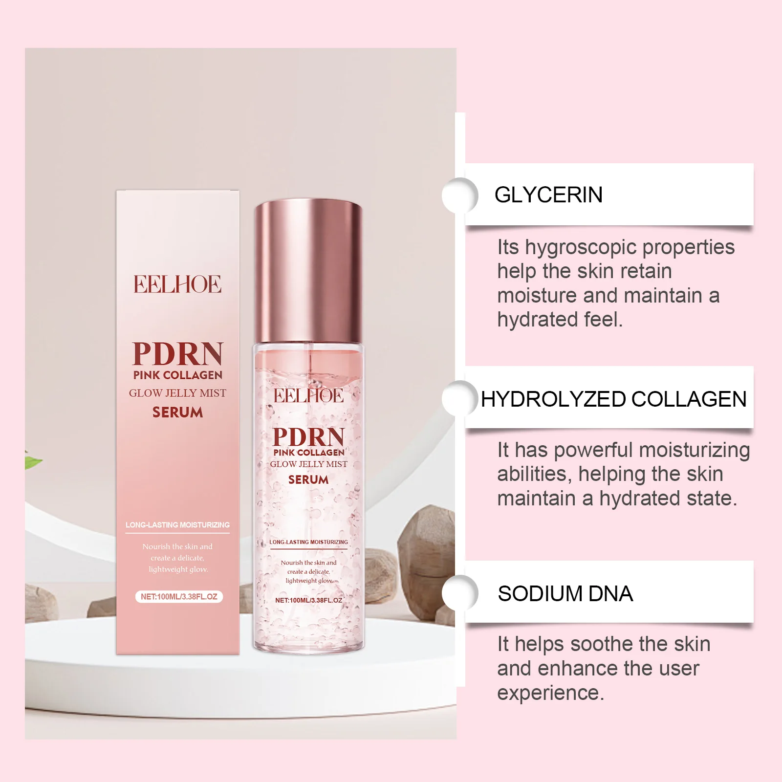 Collagen Essence Spray Smoothing Facial Mist Brightening Spray Nourish Moisturiz Face Serum Toner Improve Drying Skin Care 100ml