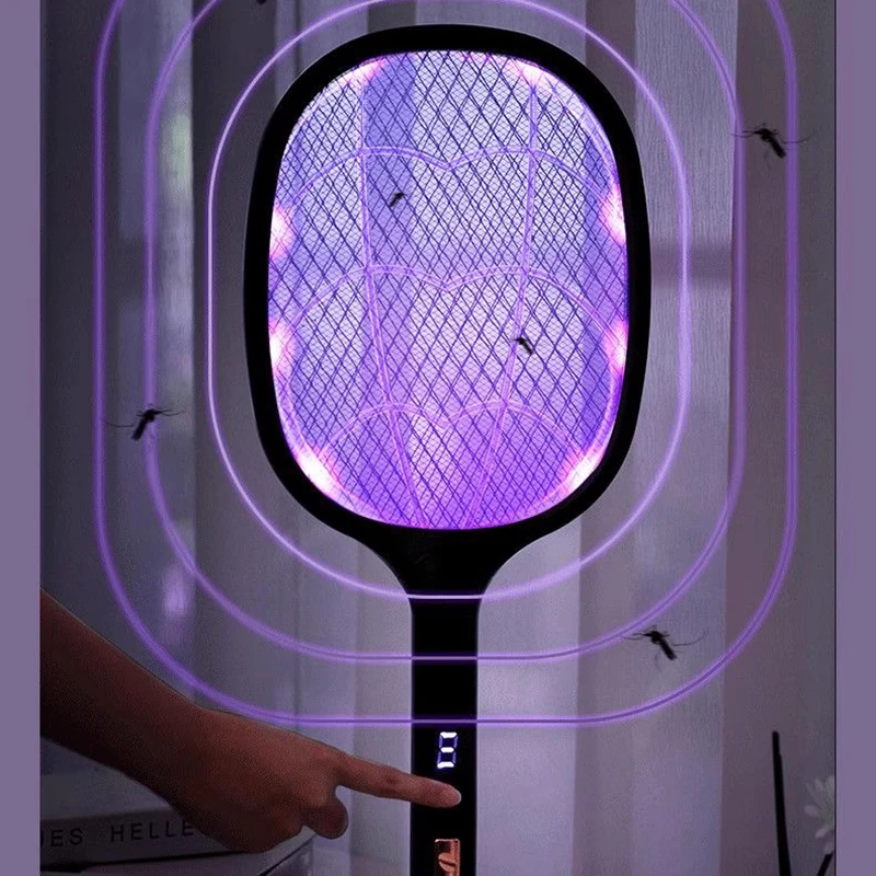 Rechargeable Electric Mosquito Swatter and Zapper 2 in 1 High Voltage Bug Killer Lamp for Indoor Outdoor Home Use Portable Fly