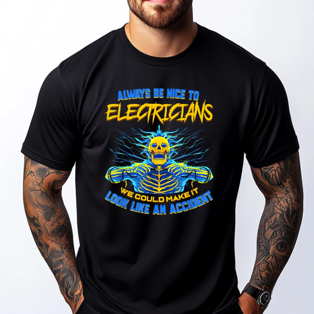 

Electrician Funny For Electrical Engineer Electricity Camisas Basicas Hombre Streetwear Men