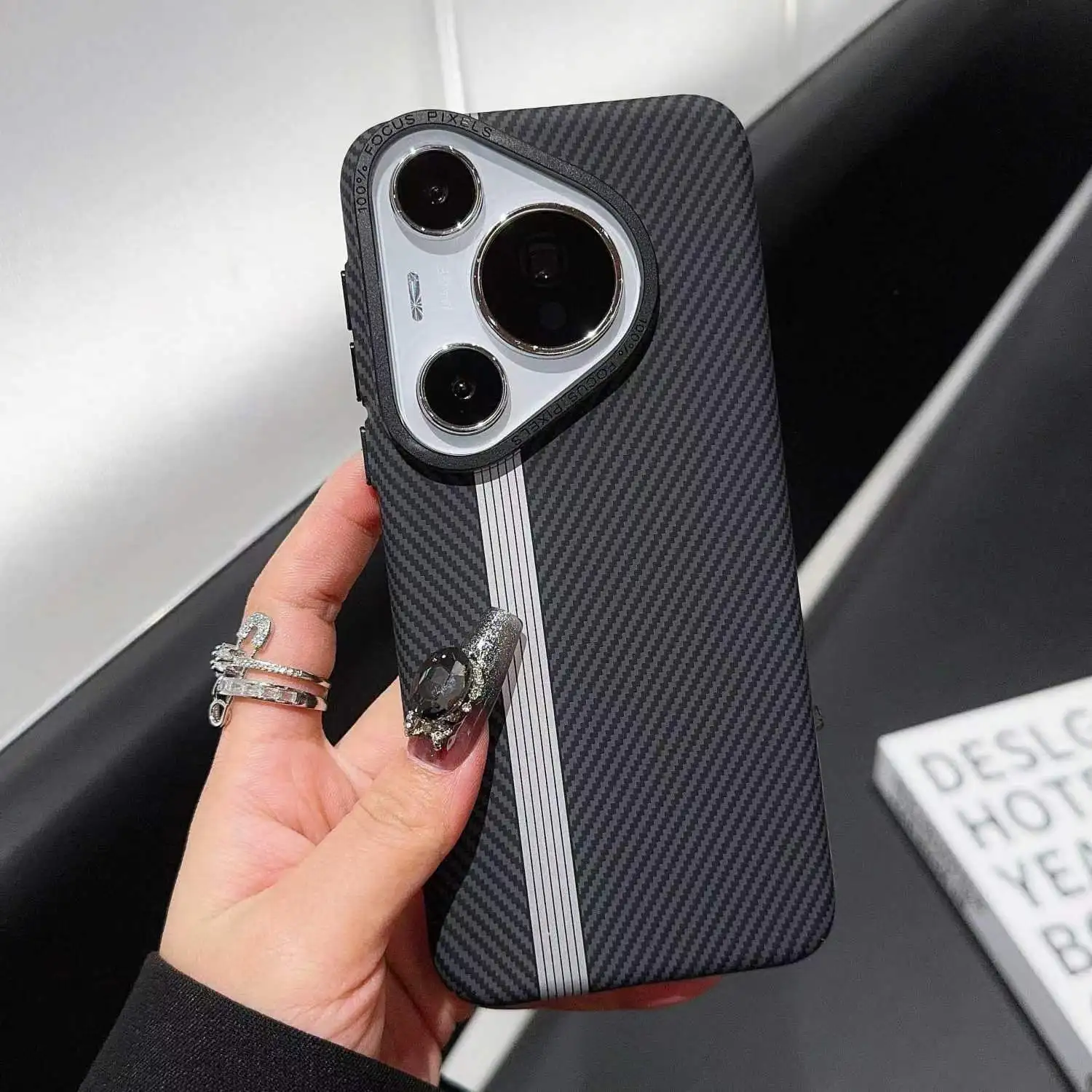 Luxury Carbon Fiber Liens Phone Case for Huawei Pura 70 Pro Ultra Anti-drop Aramid Fiber Texture Cover Support Magsafe Charging